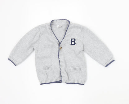 F&F Boys Grey   Cardigan Jumper Size 3-6 Months
