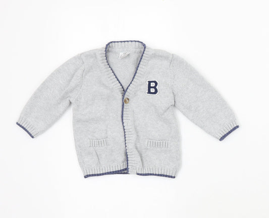 F&F Boys Grey   Cardigan Jumper Size 3-6 Months
