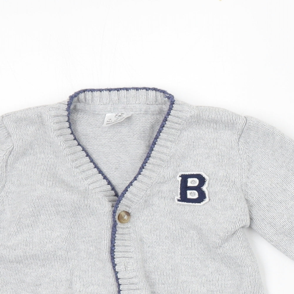 F&F Boys Grey   Cardigan Jumper Size 3-6 Months