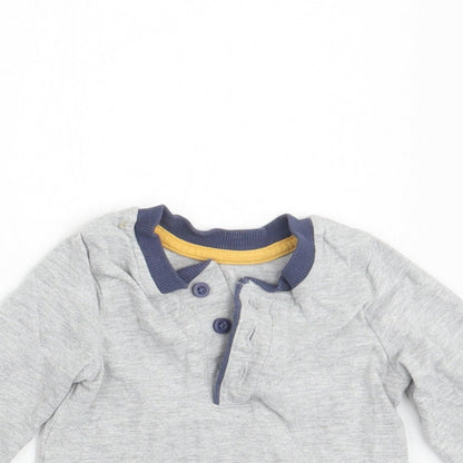 Close-up detail of George boys’ grey basic t-shirt, size 6-9, months