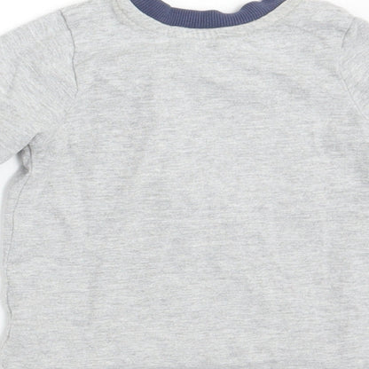 Brand and care label for George boys’ grey basic t-shirt, size 6-9, months
