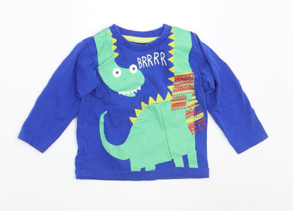 Front view of Bluezoo boys’ blue basic t-shirt, size 12-18, months