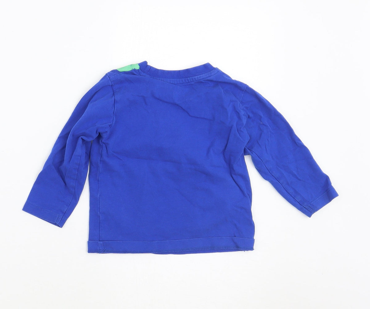 Back view of Bluezoo boys’ blue basic t-shirt, size 12-18, months