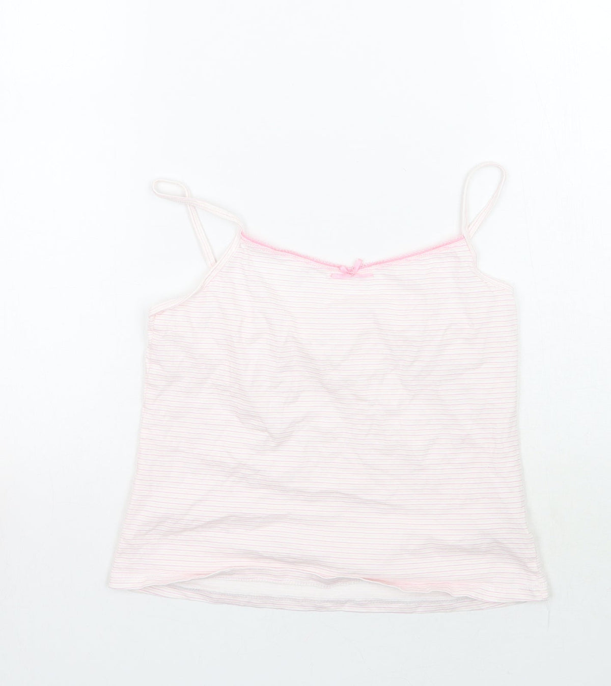 Front view of George girls’ white striped basic tank, size 5-6, years