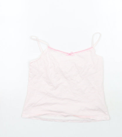 Front view of George girls’ white striped basic tank, size 5-6, years
