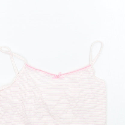 Close-up detail of George girls’ white striped basic tank, size 5-6, years