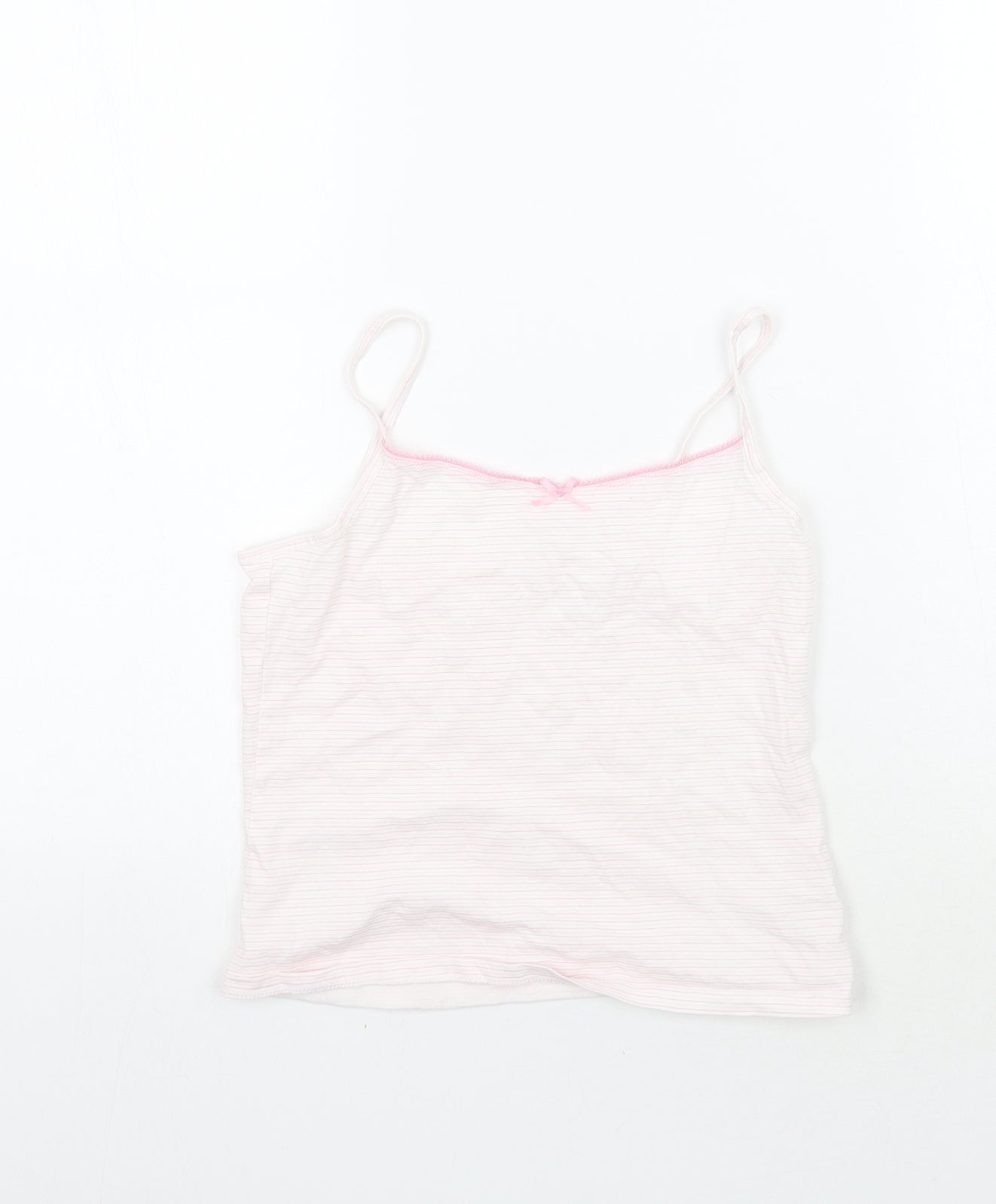 George Girls White Striped  Basic T-Shirt Size 10-11 Years