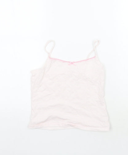 George Girls White Striped  Basic T-Shirt Size 10-11 Years