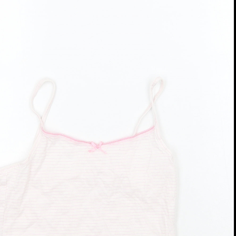 George Girls White Striped  Basic T-Shirt Size 10-11 Years