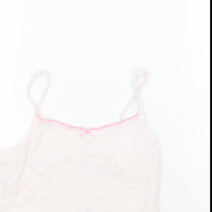 George Girls White Striped  Basic T-Shirt Size 10-11 Years