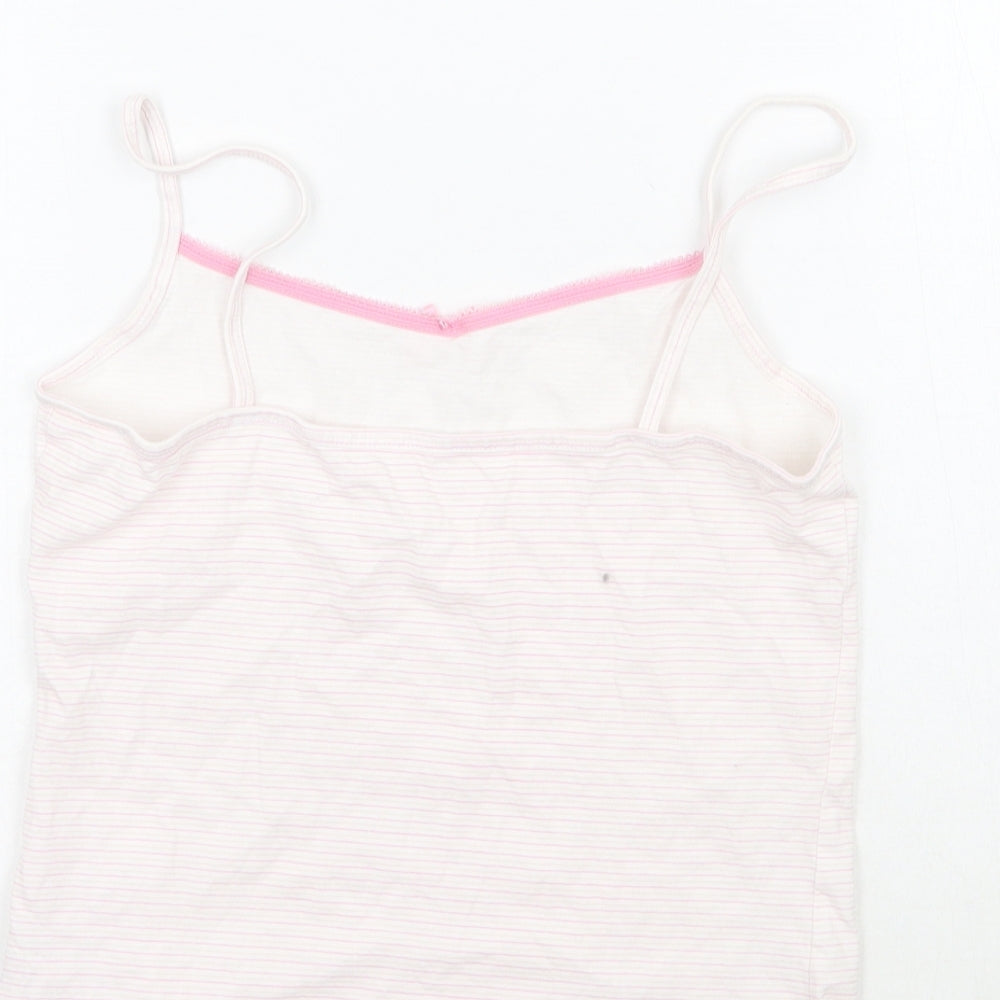 George Girls White Striped  Basic T-Shirt Size 10-11 Years