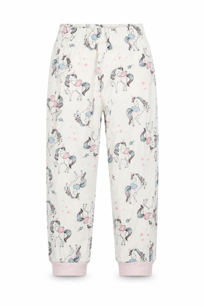 Front view of Matalan girls’ white geometric pyjama pants, size 3-4, years