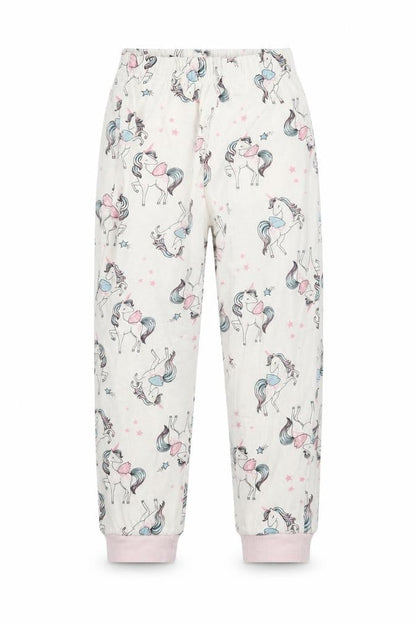 Front view of Matalan girls’ white geometric pyjama pants, size 3-4, years