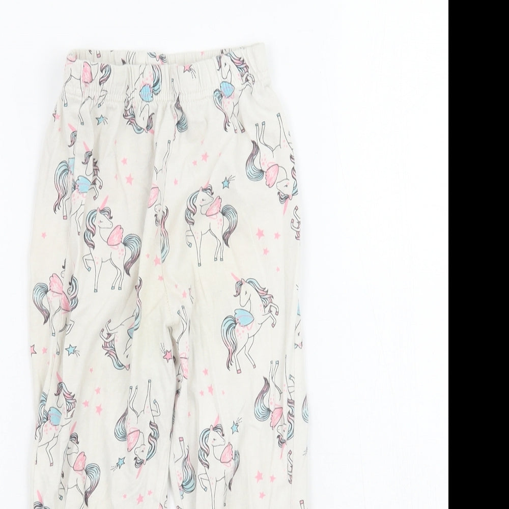 Matalan Girls White Geometric   Pyjama Pants Size 3-4 Years