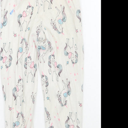 Matalan Girls White Geometric   Pyjama Pants Size 3-4 Years