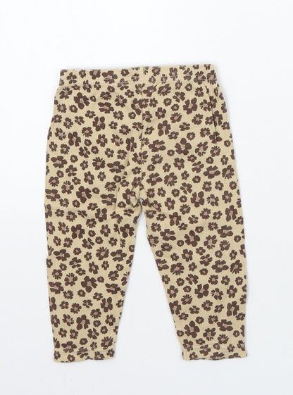 Carters Girls Brown Animal Print  Capri Leggings Size 6-9 Months