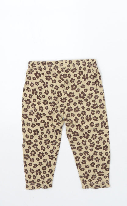 Carters Girls Brown Animal Print  Capri Leggings Size 6-9 Months