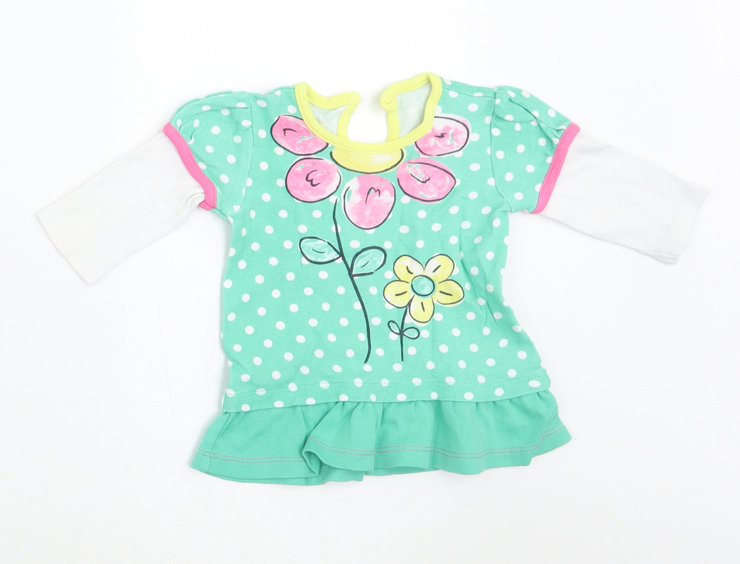 George Girls Green Floral  Basic T-Shirt Size Newborn
