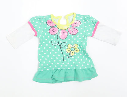 George Girls Green Floral  Basic T-Shirt Size Newborn