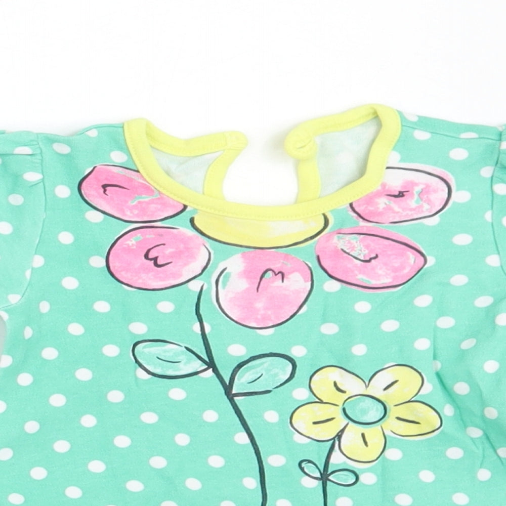 George Girls Green Floral  Basic T-Shirt Size Newborn