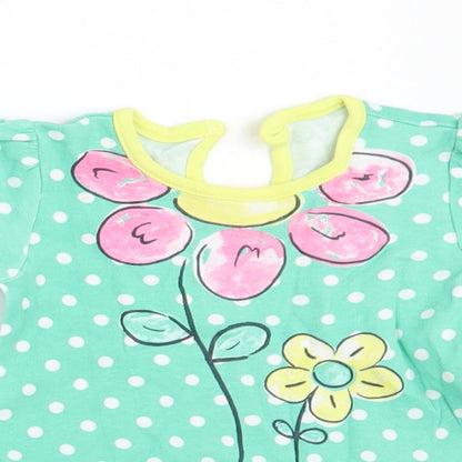 George Girls Green Floral  Basic T-Shirt Size Newborn