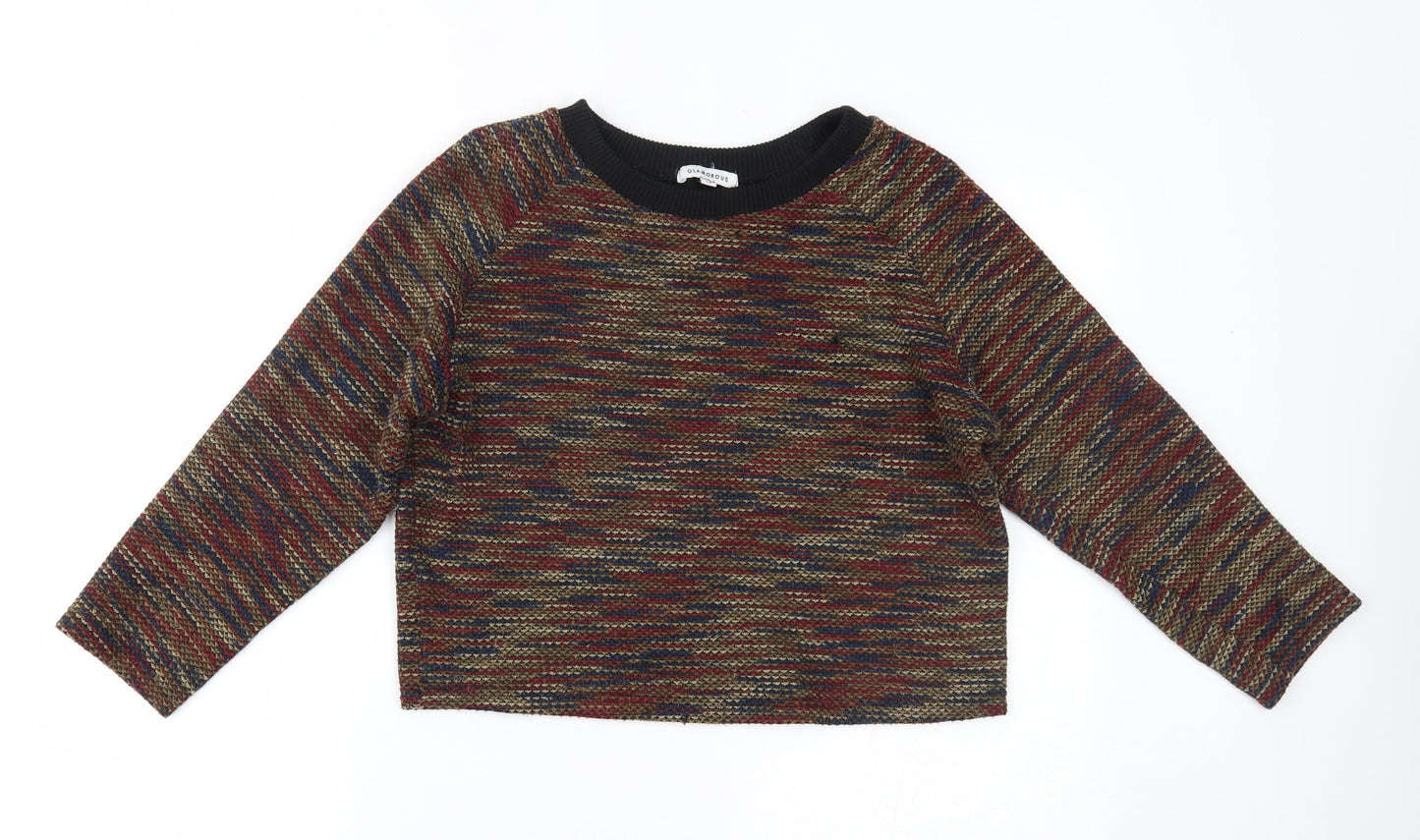 Womens UK Size 10 Glamorous Multicoloured Cropped Blouse
