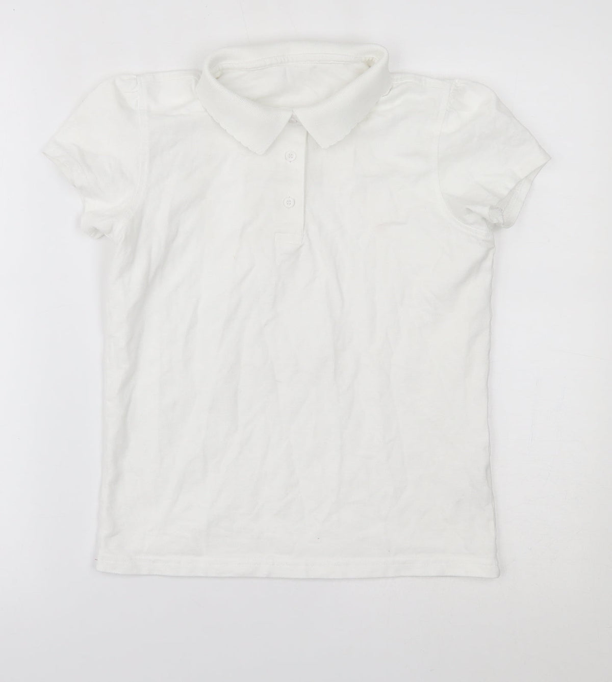 Additional front view of Georgre girls’ white basic polo, size 13-14, years