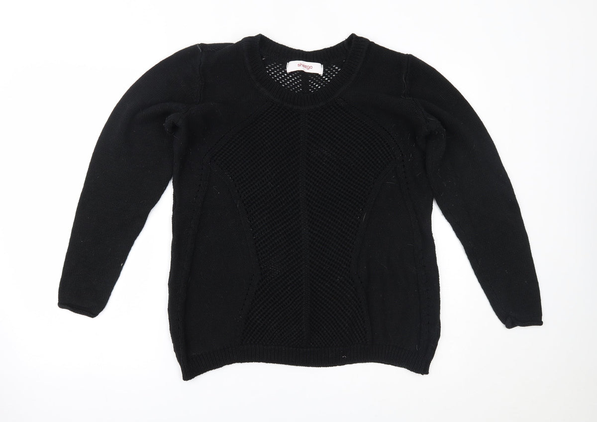 Additional front view of Sheego women’s black jumper, size UK 14