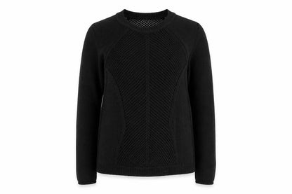 Front view of Sheego women’s black jumper, size UK 14
