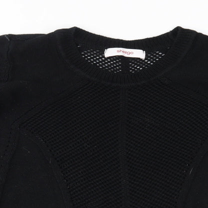 Close-up detail of Sheego women’s black jumper, size UK 14