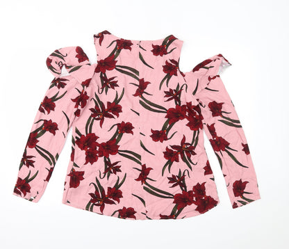 Womens UK Size M JustFab Pink Basic Blouse