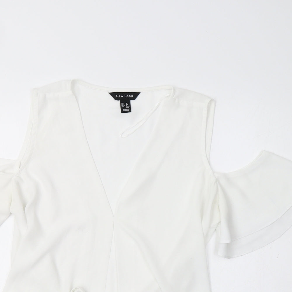 Womens UK Size 10 New Look White Basic Blouse