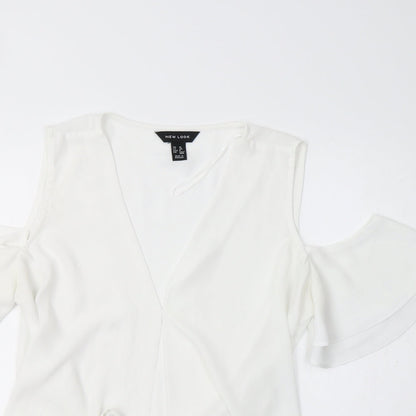 Womens UK Size 10 New Look White Basic Blouse