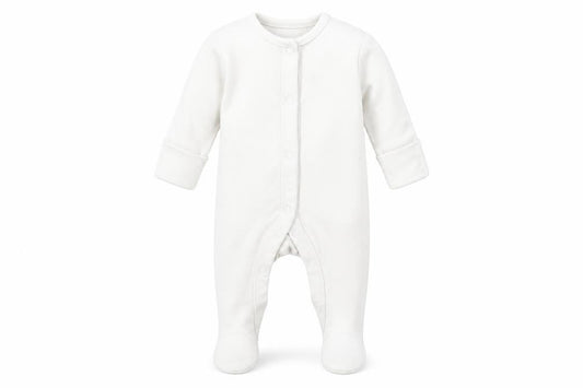 Front view of F&F Baby White Babygrow One-Piece, size 0-3, Months