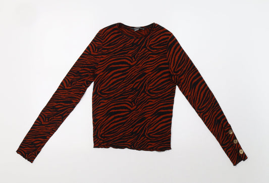Primark Womens Brown Animal Print  Basic Blouse Size XS