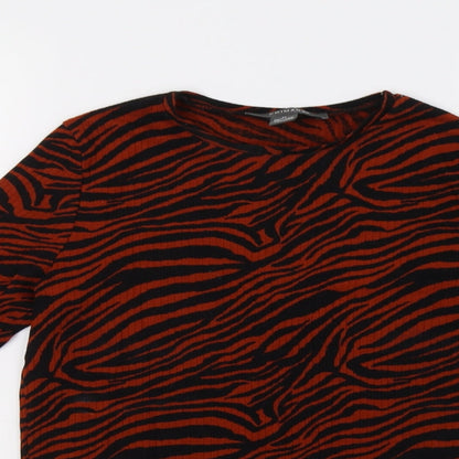 Primark Womens Brown Animal Print  Basic Blouse Size XS