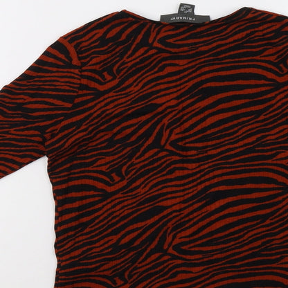 Primark Womens Brown Animal Print  Basic Blouse Size XS