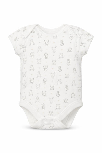 Front view of George Baby White Geometric Romper One-Piece, size 0-3, Months - Bear Print