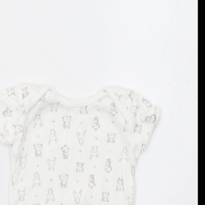 George Baby White Geometric  Romper One-Piece Size 0-3 Months  - Bear Print