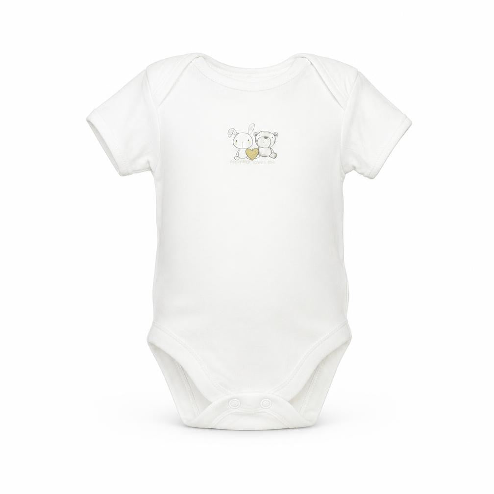 Front view of George Baby White Romper One-Piece, size 0-3, Months - Bunny & Bear