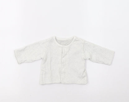 Additional front view of Marks and Spencer Baby Grey Striped Basic Blouse, size 0-3, Months