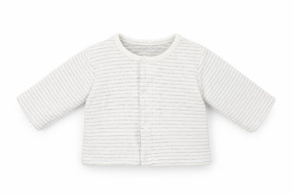 Front view of Marks and Spencer Baby Grey Striped Basic Blouse, size 0-3, Months