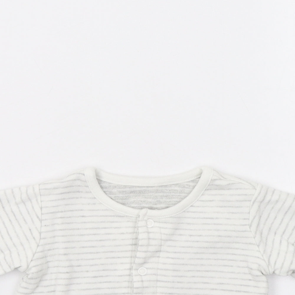 Close-up detail of Marks and Spencer Baby Grey Striped Basic Blouse, size 0-3, Months