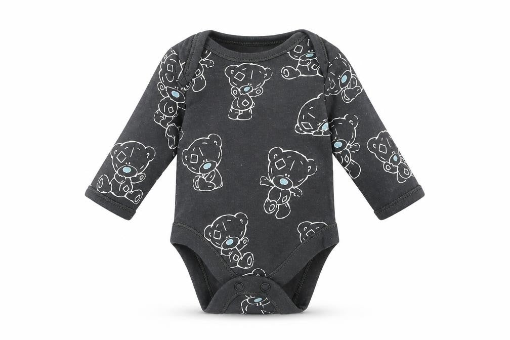 Front view of George Baby Grey Babygrow One-Piece Size Newborn - TEDDY