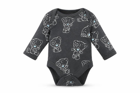 Front view of George Baby Grey Babygrow One-Piece Size Newborn - TEDDY