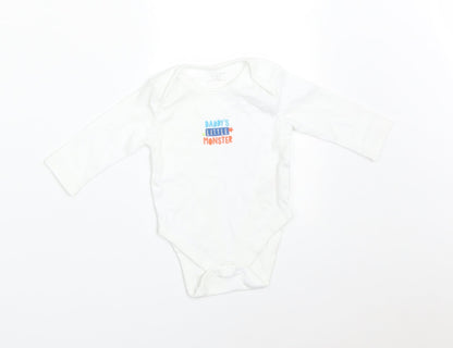 Primark Baby White   Babygrow One-Piece Size 3-6 Months  - DADDY'S LITTLE MONSTER