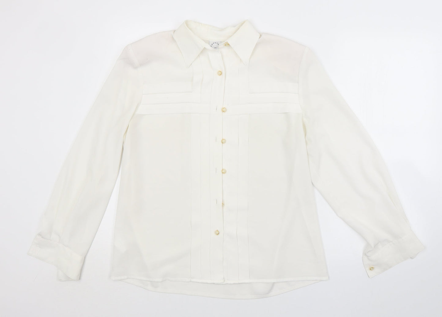 Womens UK Size M Country Casuals White Basic Button-Up