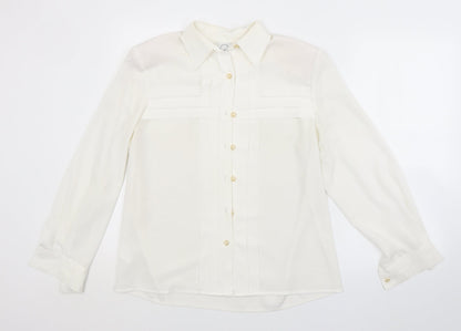 Womens UK Size M Country Casuals White Basic Button-Up