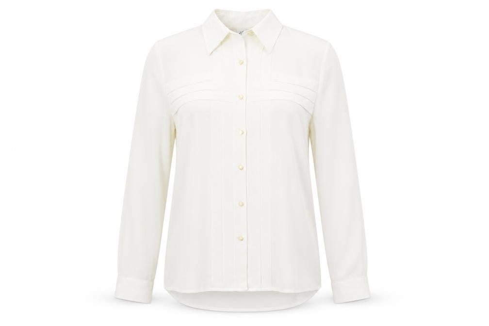 Womens UK Size M Country Casuals White Basic Button-Up