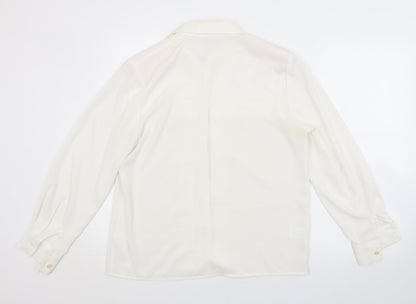 Womens UK Size M Country Casuals White Basic Button-Up